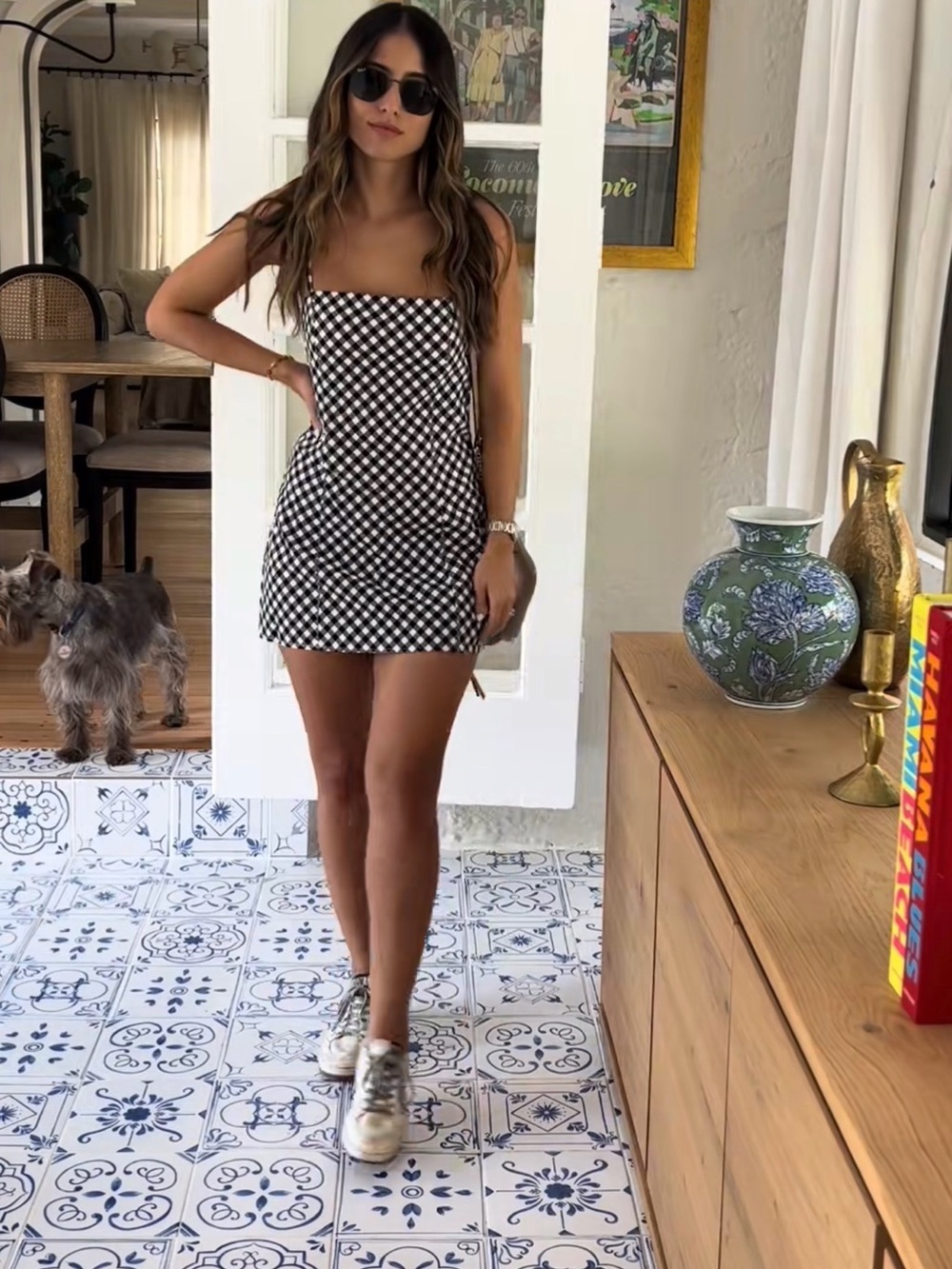 Abercrombie & Fitch Black and White Gingham Strapless Mini Dress